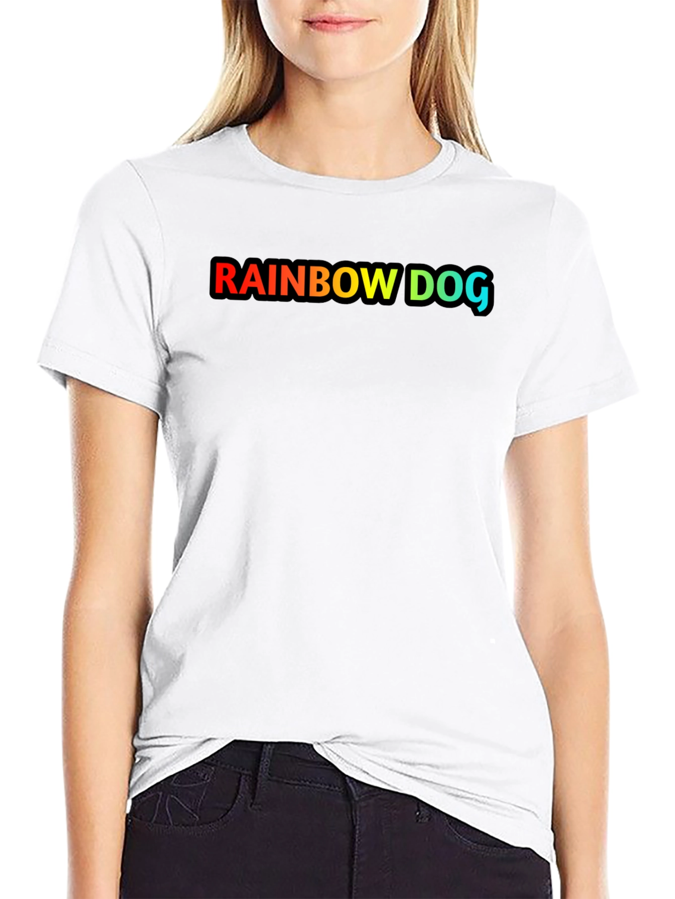 Rainbow Dog Graphic Black T-Shirt
