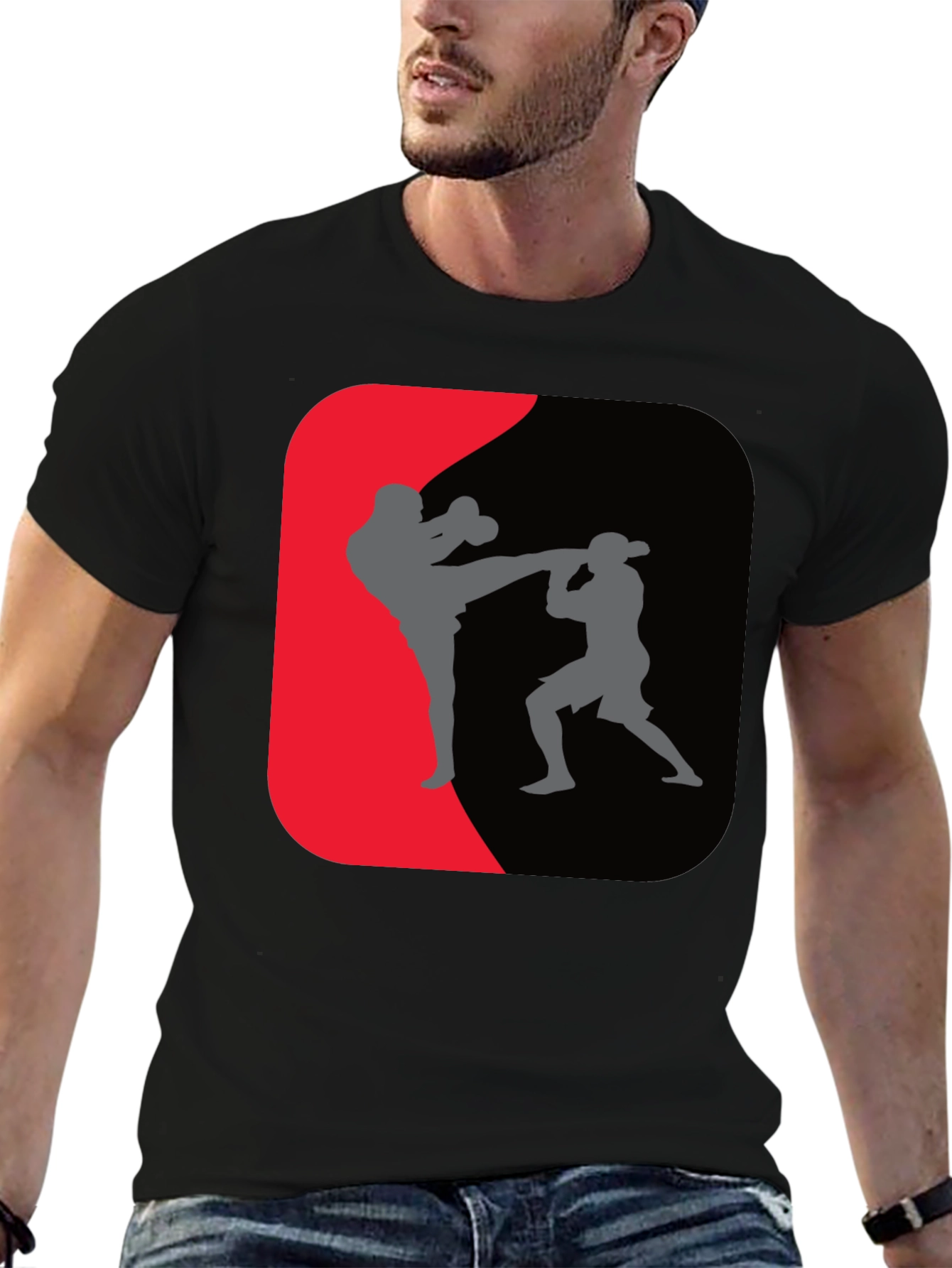 Martial Arts Kickboxing Graphic Tee - Black