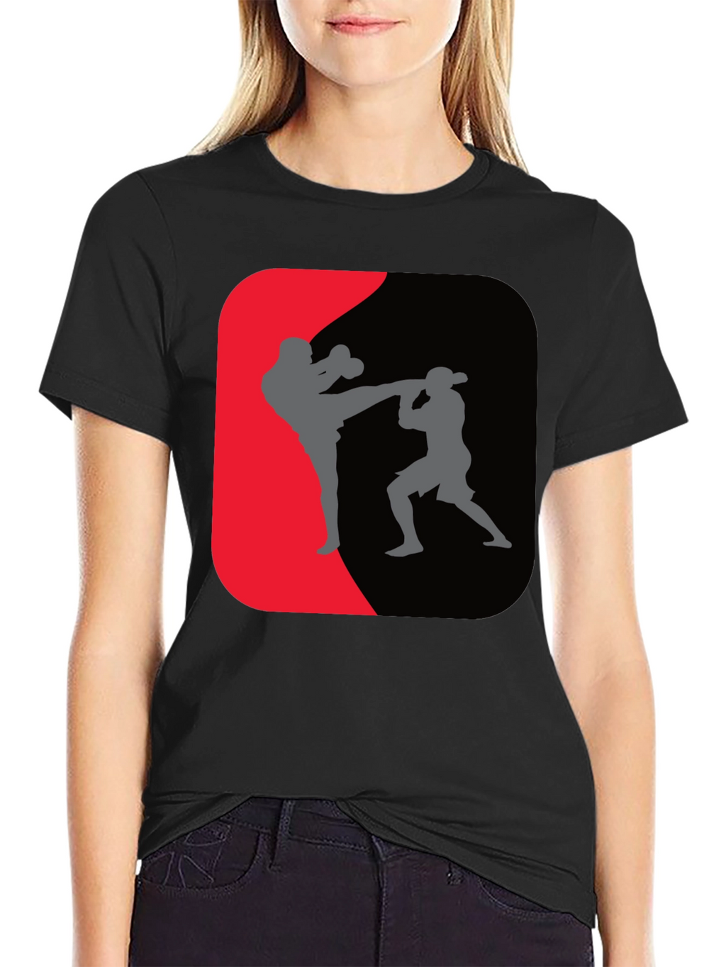 Martial Arts Kickboxing Graphic Tee - Black