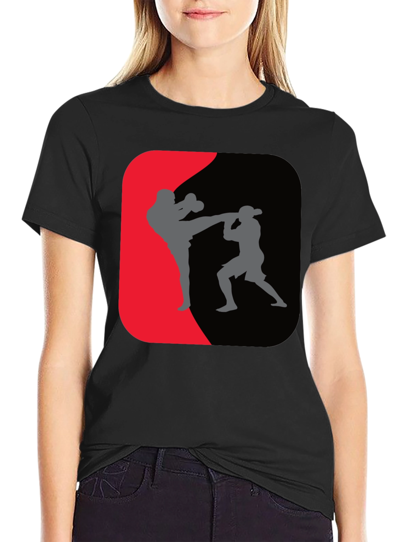 Martial Arts Kickboxing Graphic Tee - Black