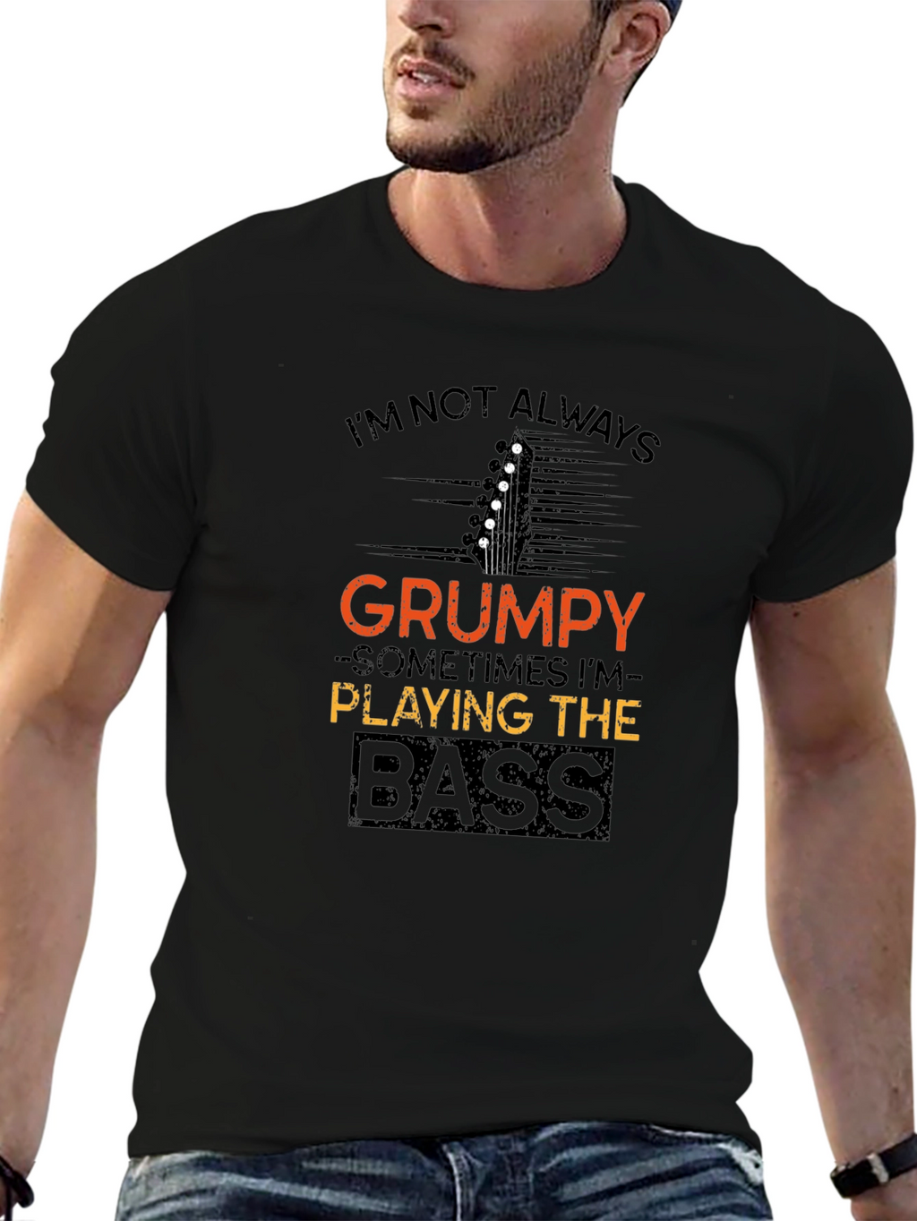 Grumpy Bass Player Black T-Shirt
