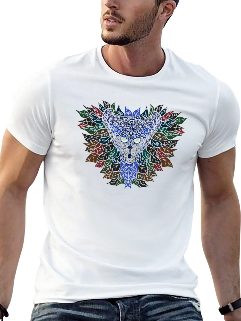 Mystic Cat Mandala Graphic Tee - Unisex