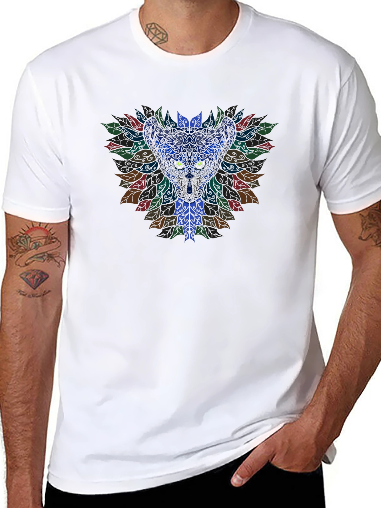 Mystic Cat Mandala Graphic Tee - Unisex
