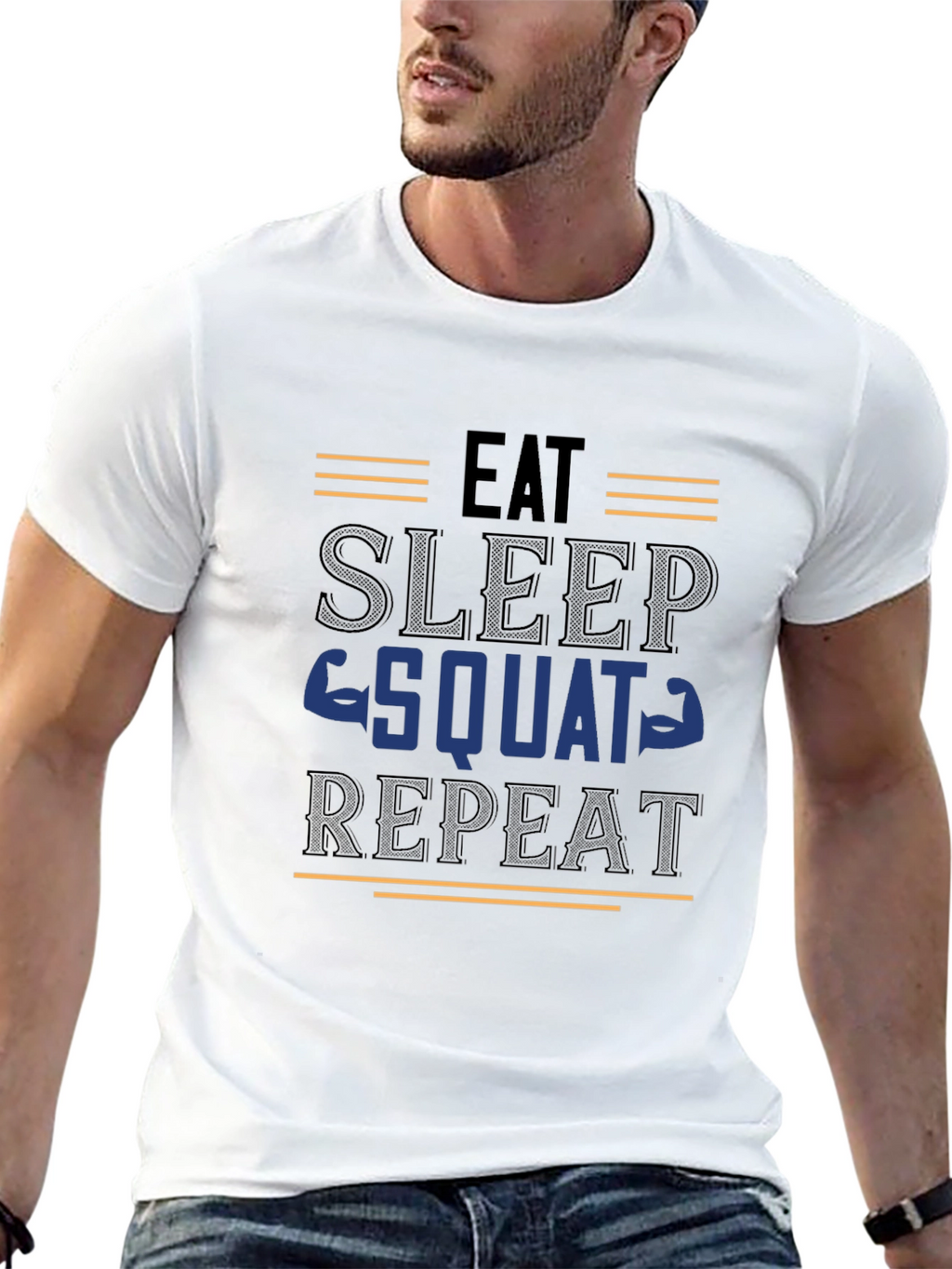 Eat Sleep Squat Repeat Black Graphic Tee