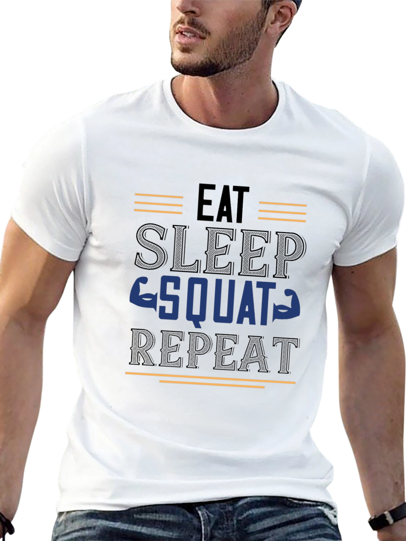 Eat Sleep Squat Repeat Black Graphic Tee