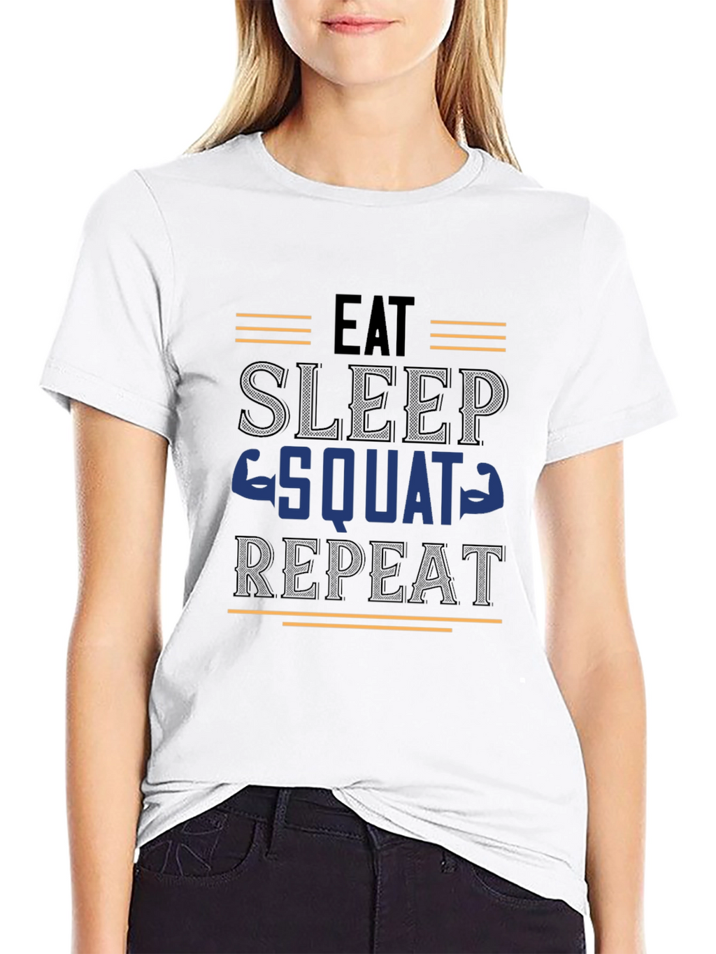 Eat Sleep Squat Repeat Black Graphic Tee