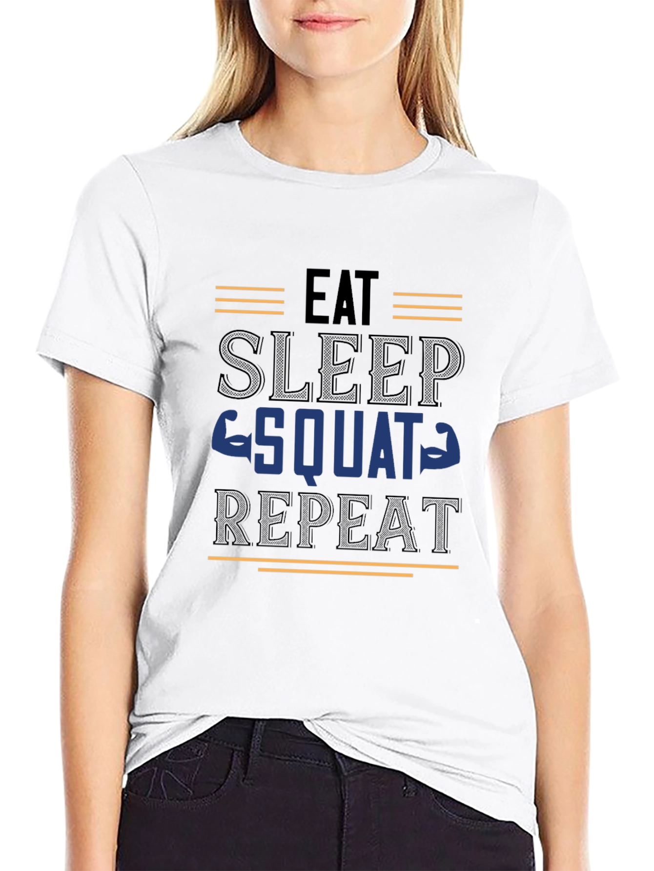 Eat Sleep Squat Repeat Black Graphic Tee