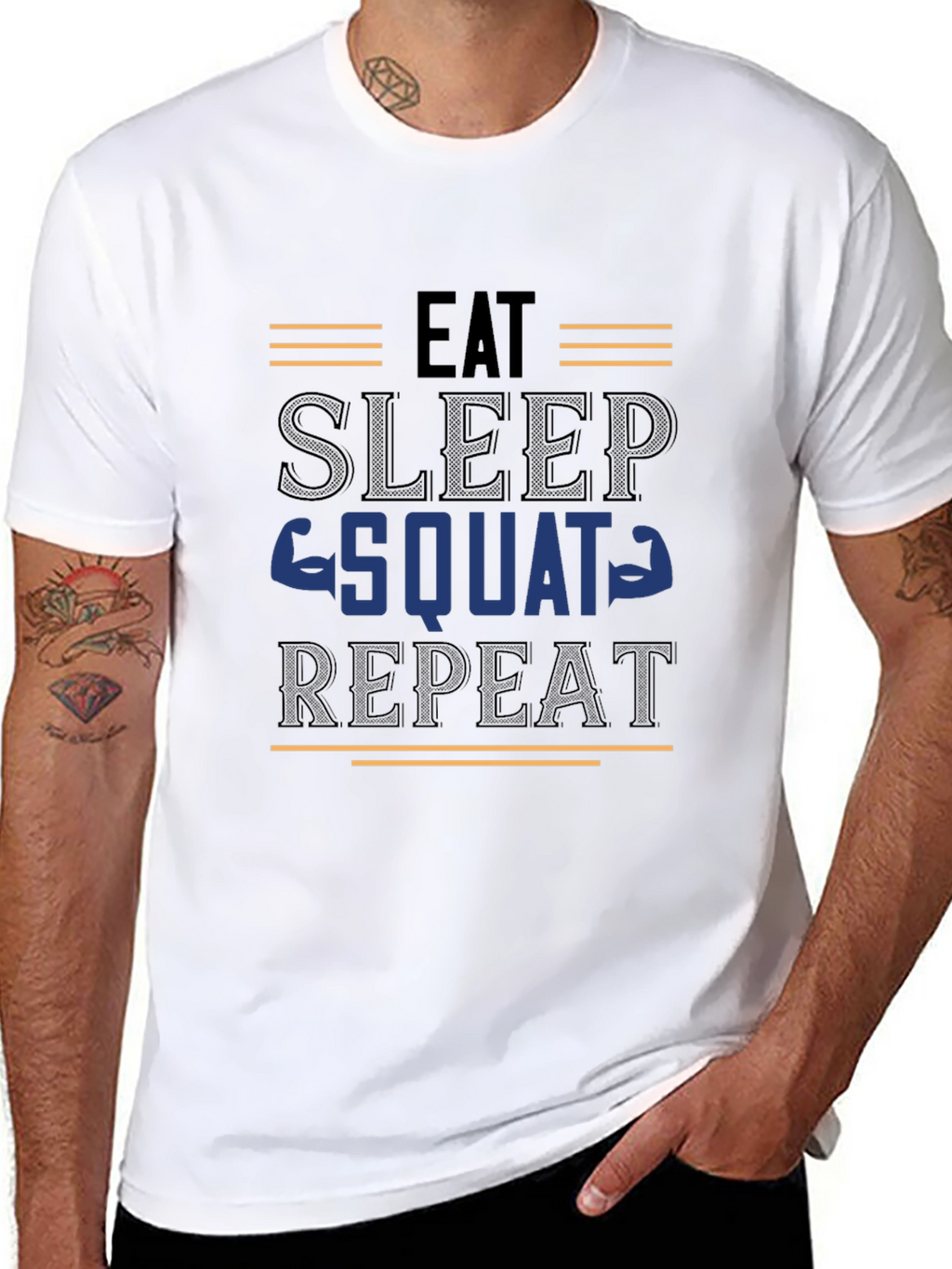 Eat Sleep Squat Repeat Black Graphic Tee