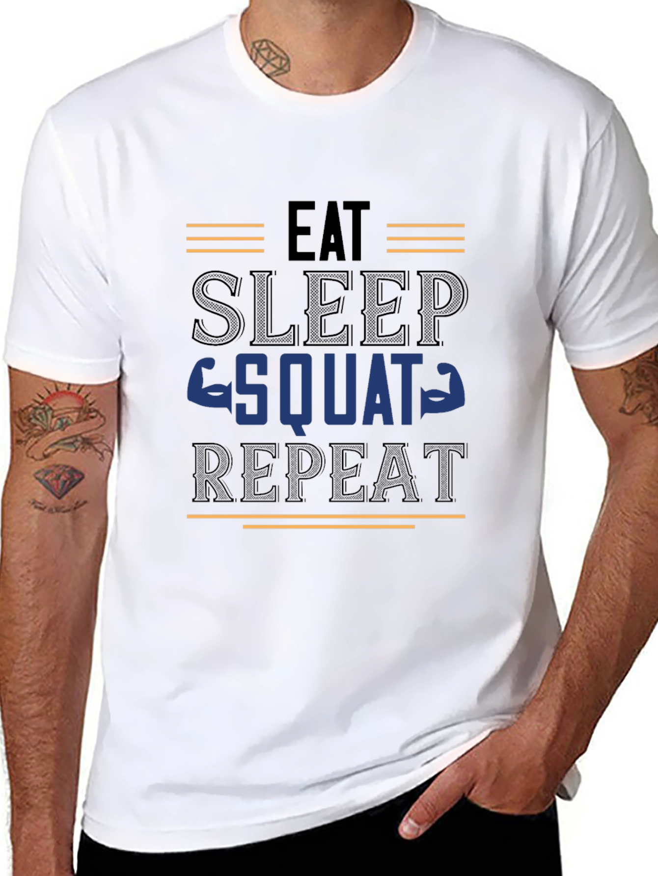 Eat Sleep Squat Repeat Black Graphic Tee