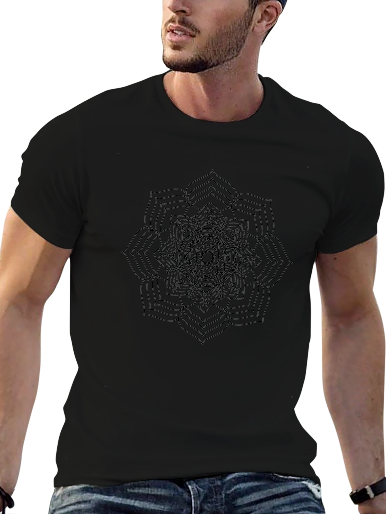 Black Mandala Graphic Print T-Shirt