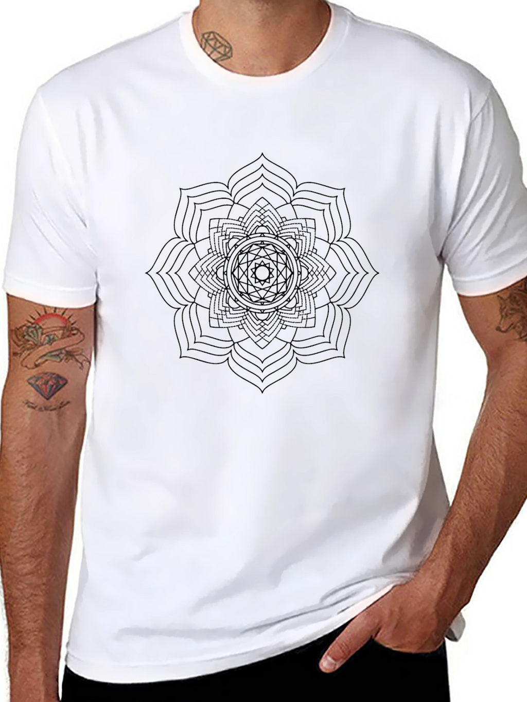 Black Mandala Graphic Print T-Shirt