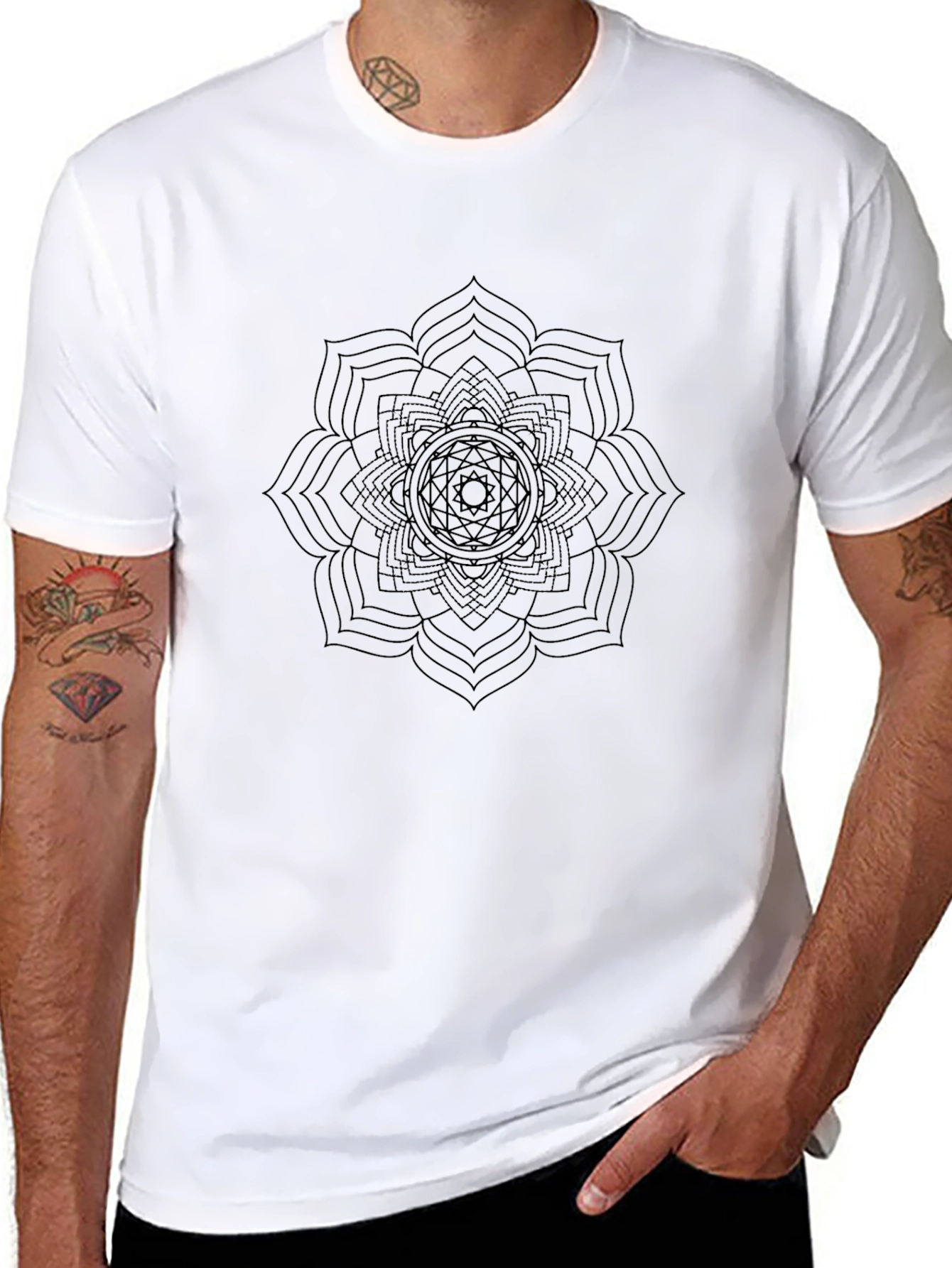 Black Mandala Graphic Print T-Shirt