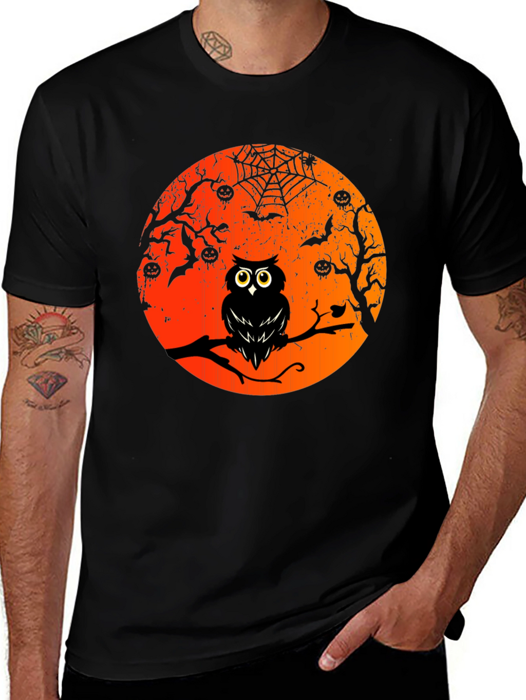Halloween Owl T-Shirt - Spooky Moon Design