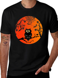 Halloween Owl T-Shirt - Spooky Moon Design