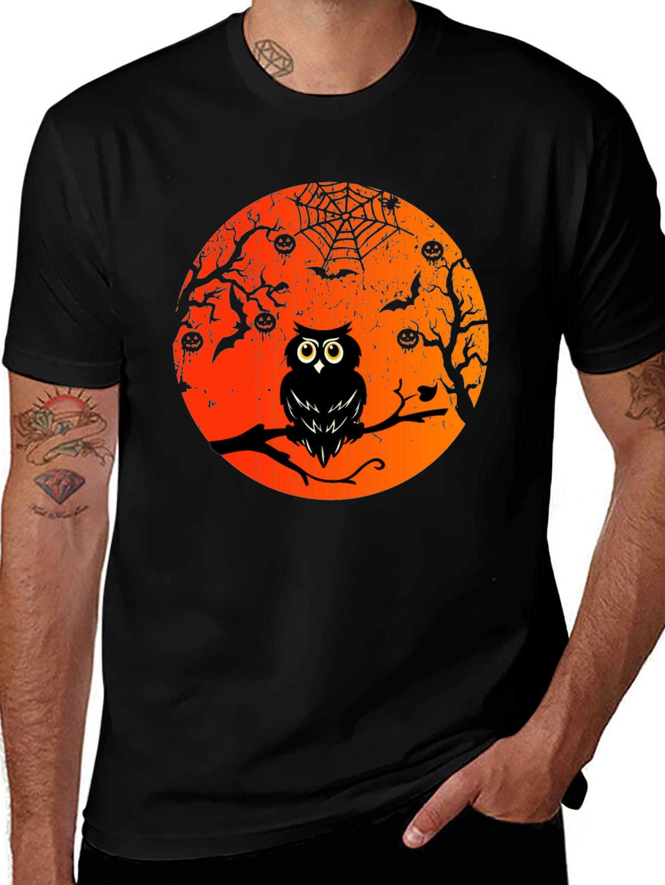 Halloween Owl T-Shirt - Spooky Moon Design