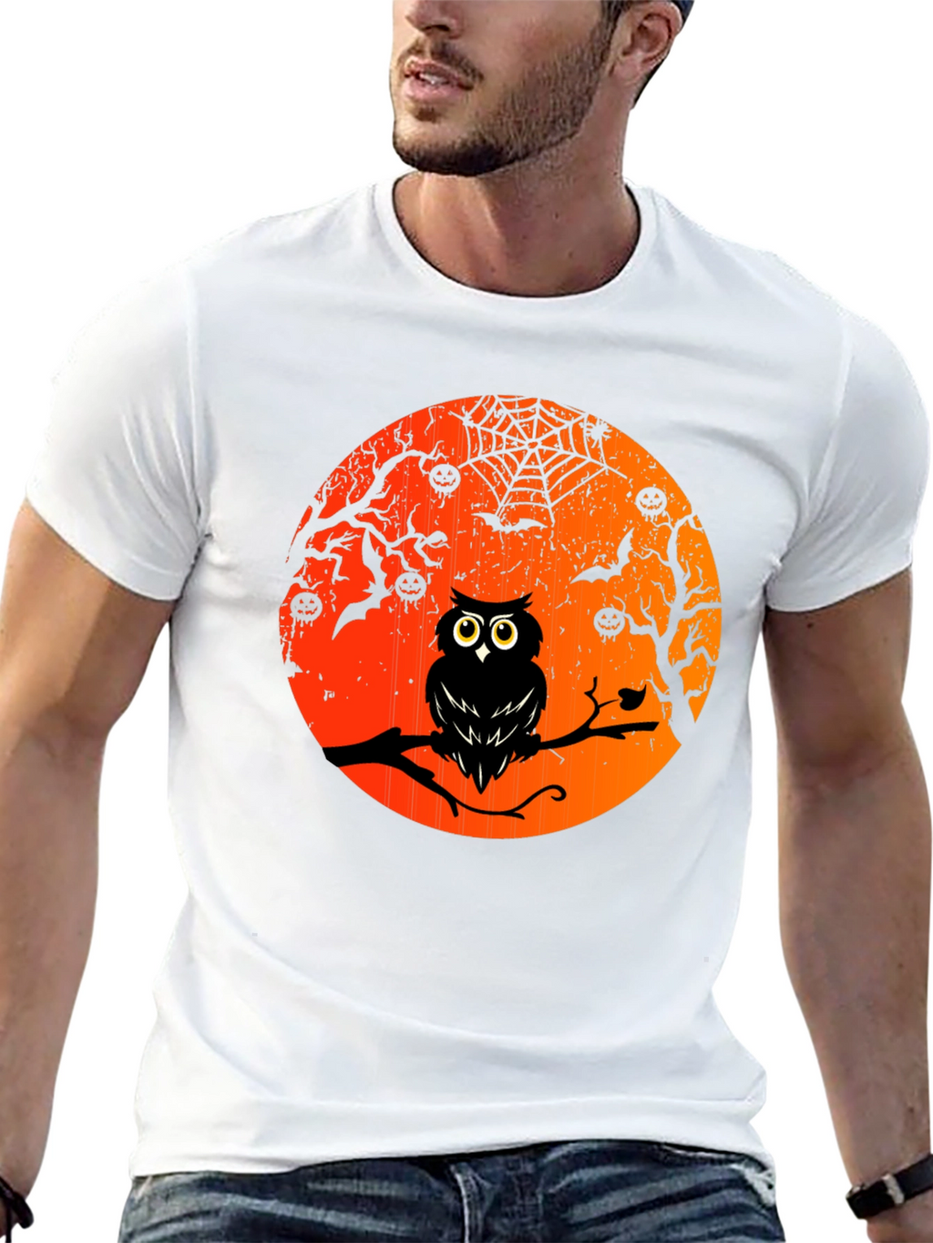 Halloween Owl T-Shirt - Spooky Moon Design