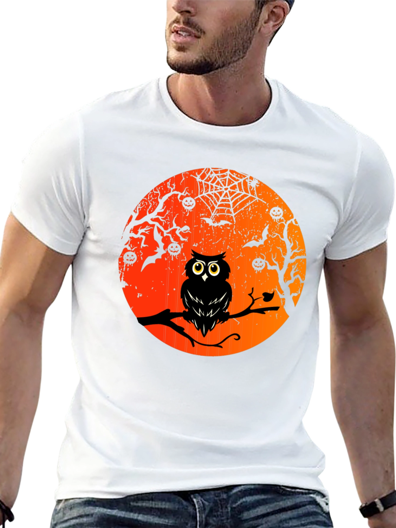Halloween Owl T-Shirt - Spooky Moon Design