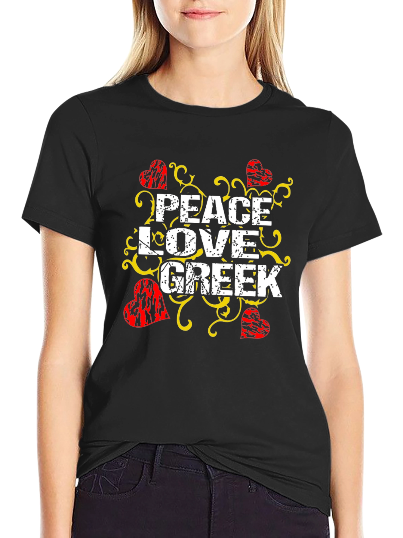 Peace Love Greek T-Shirt Black