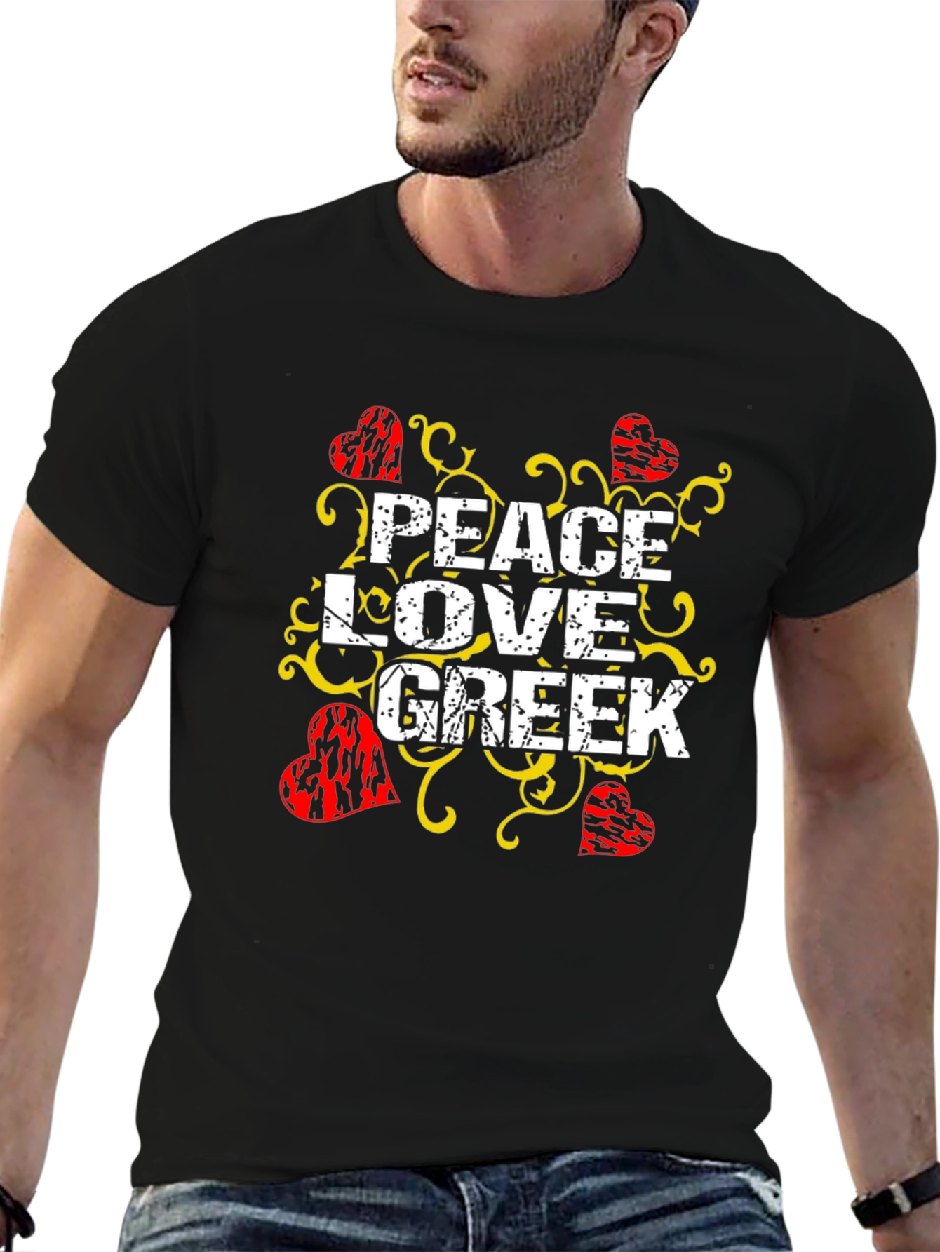 Peace Love Greek T-Shirt Black