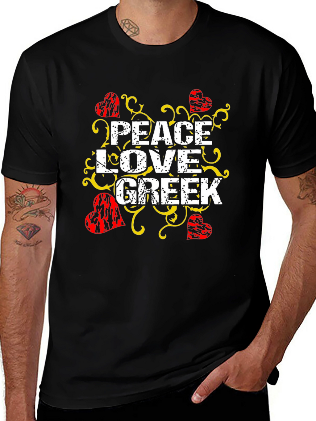 Peace Love Greek T-Shirt Black