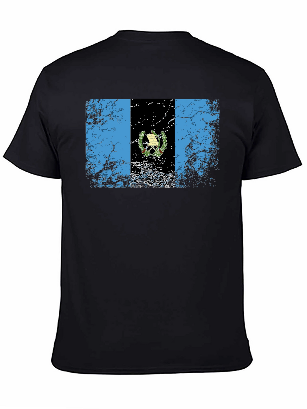 Guatemalan Flag T-Shirt - Black Crew Neck Tee