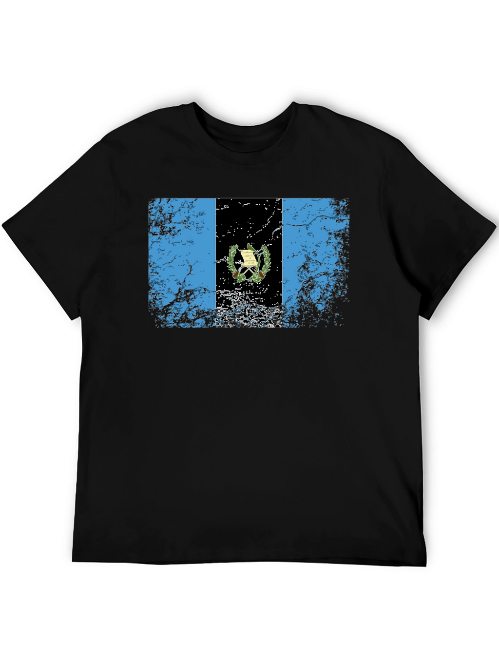 Guatemalan Flag T-Shirt - Black Crew Neck Tee