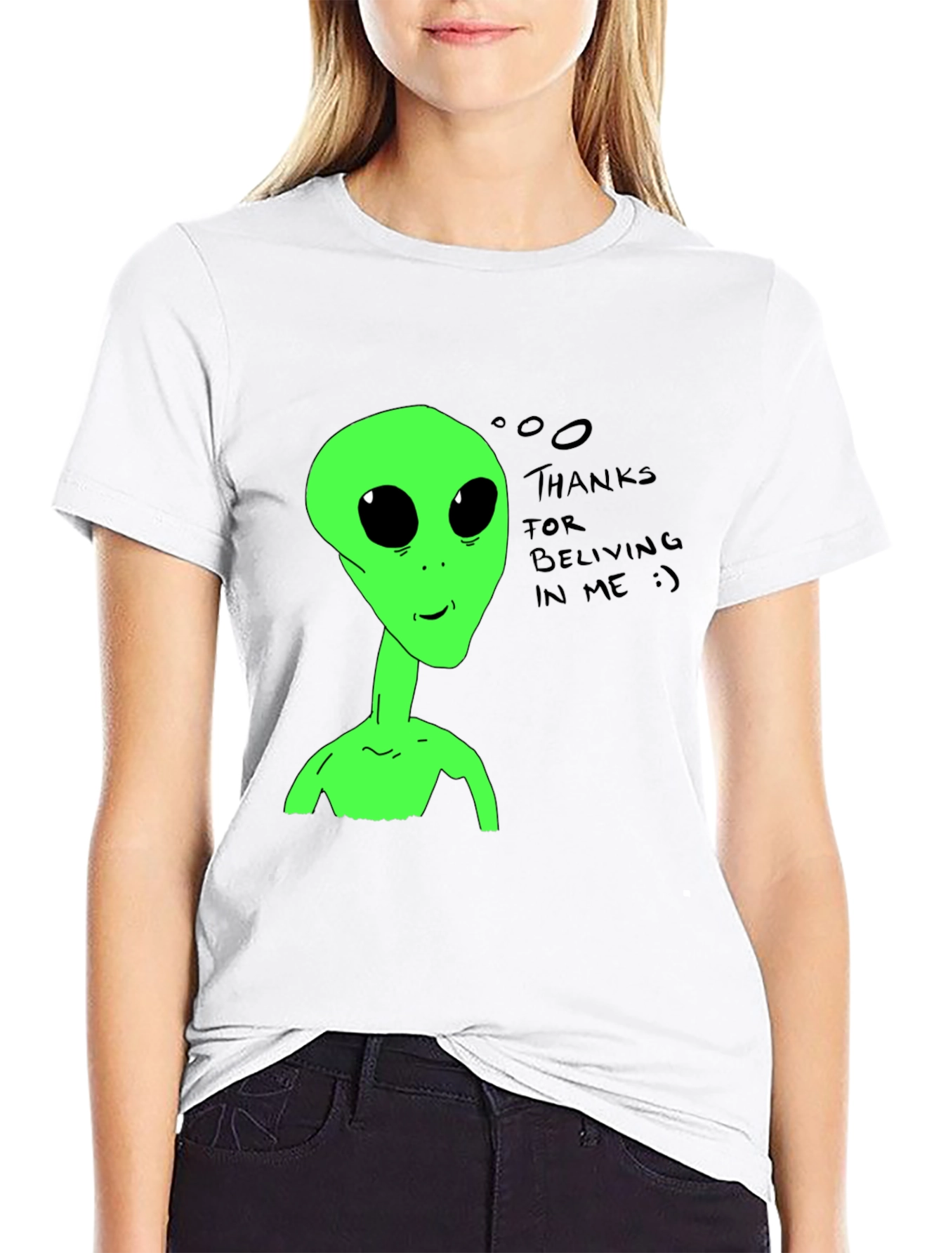 Alien Believer T-Shirt - Black Cotton Tee