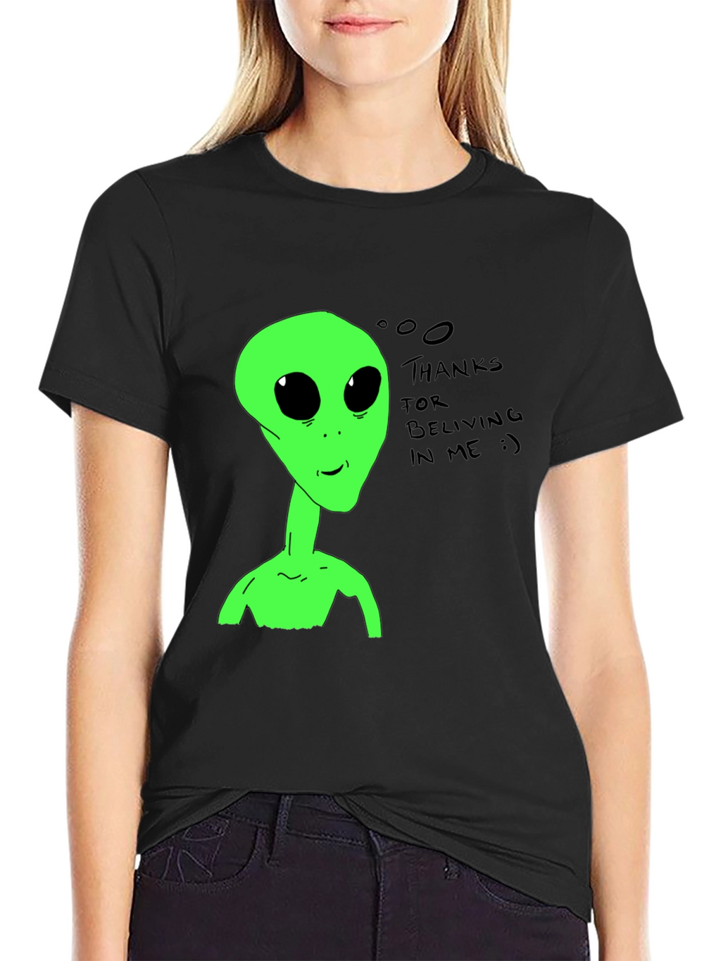 Alien Believer T-Shirt - Black Cotton Tee