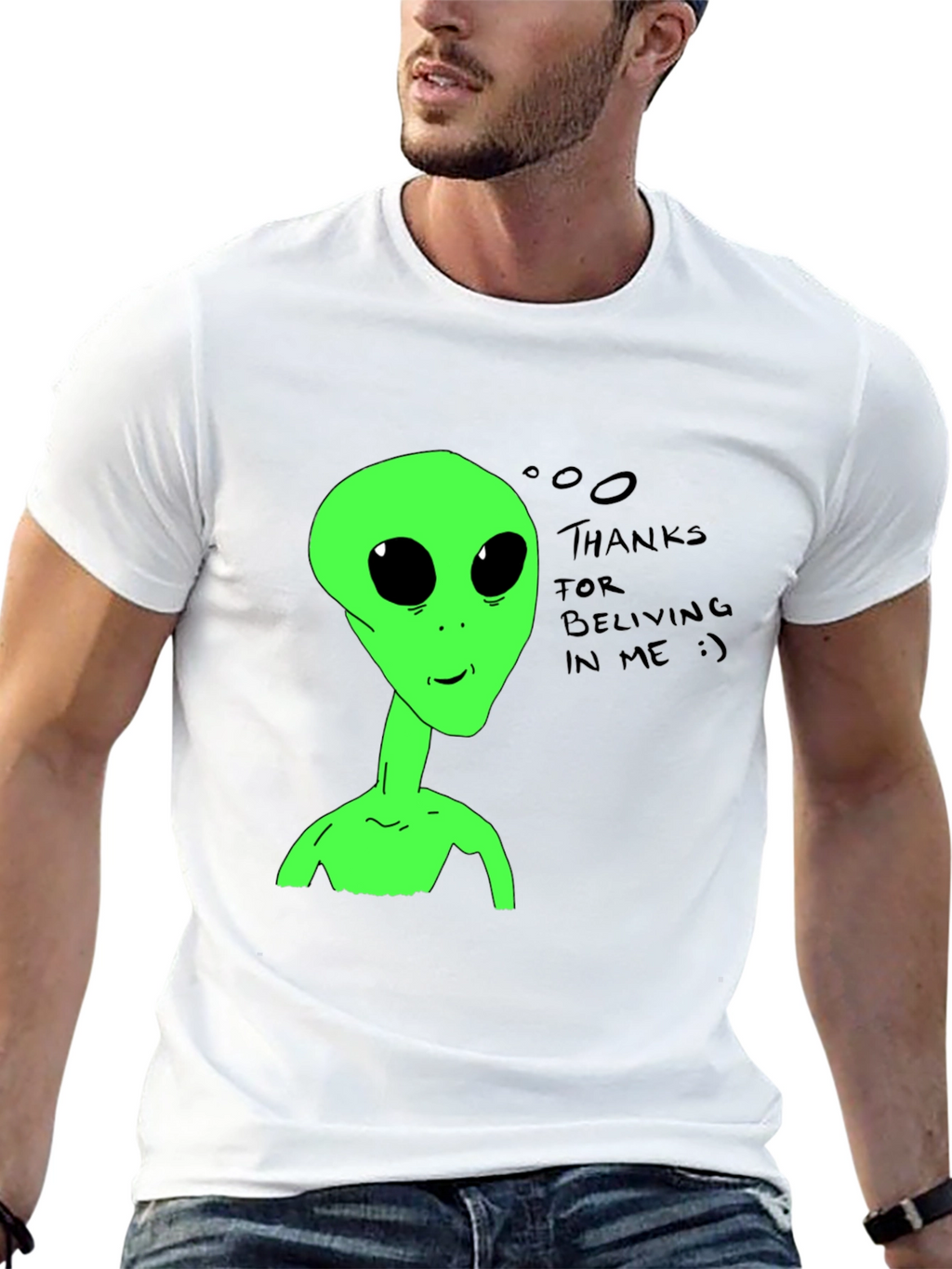Alien Believer T-Shirt - Black Cotton Tee