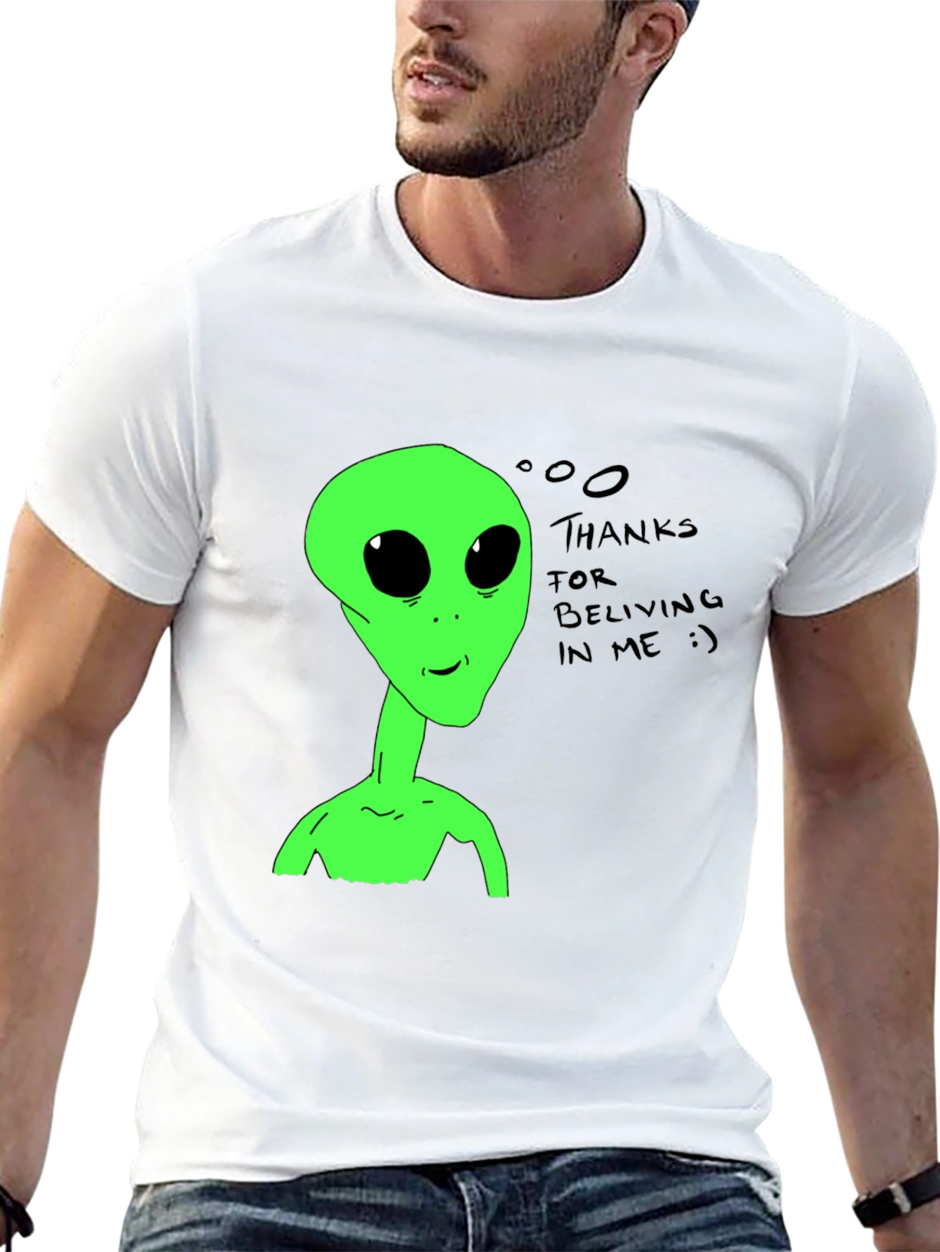 Alien Believer T-Shirt - Black Cotton Tee