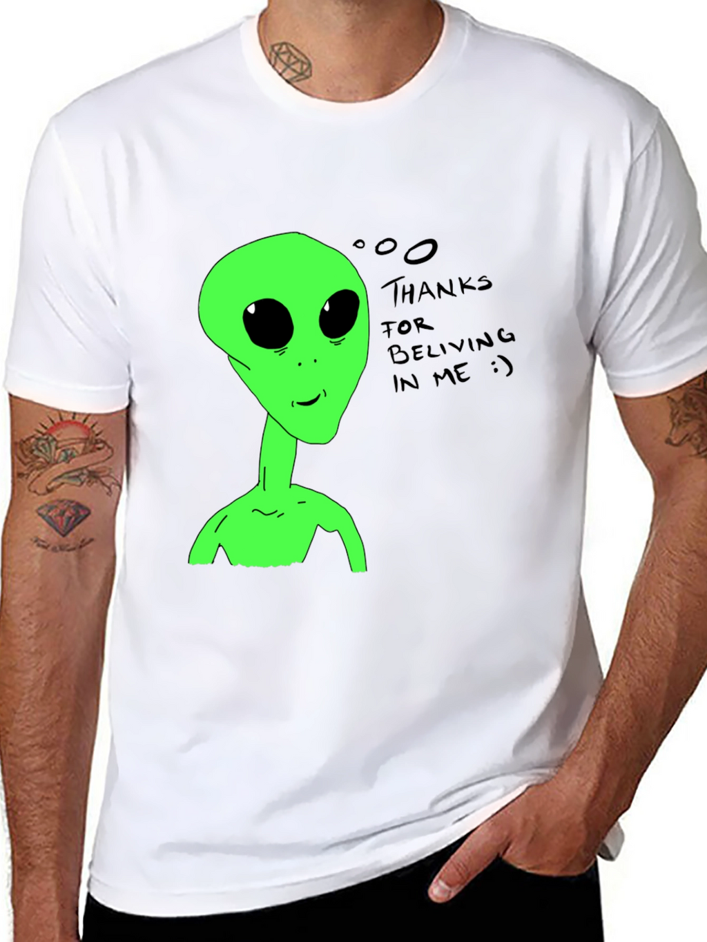 Alien Believer T-Shirt - Black Cotton Tee