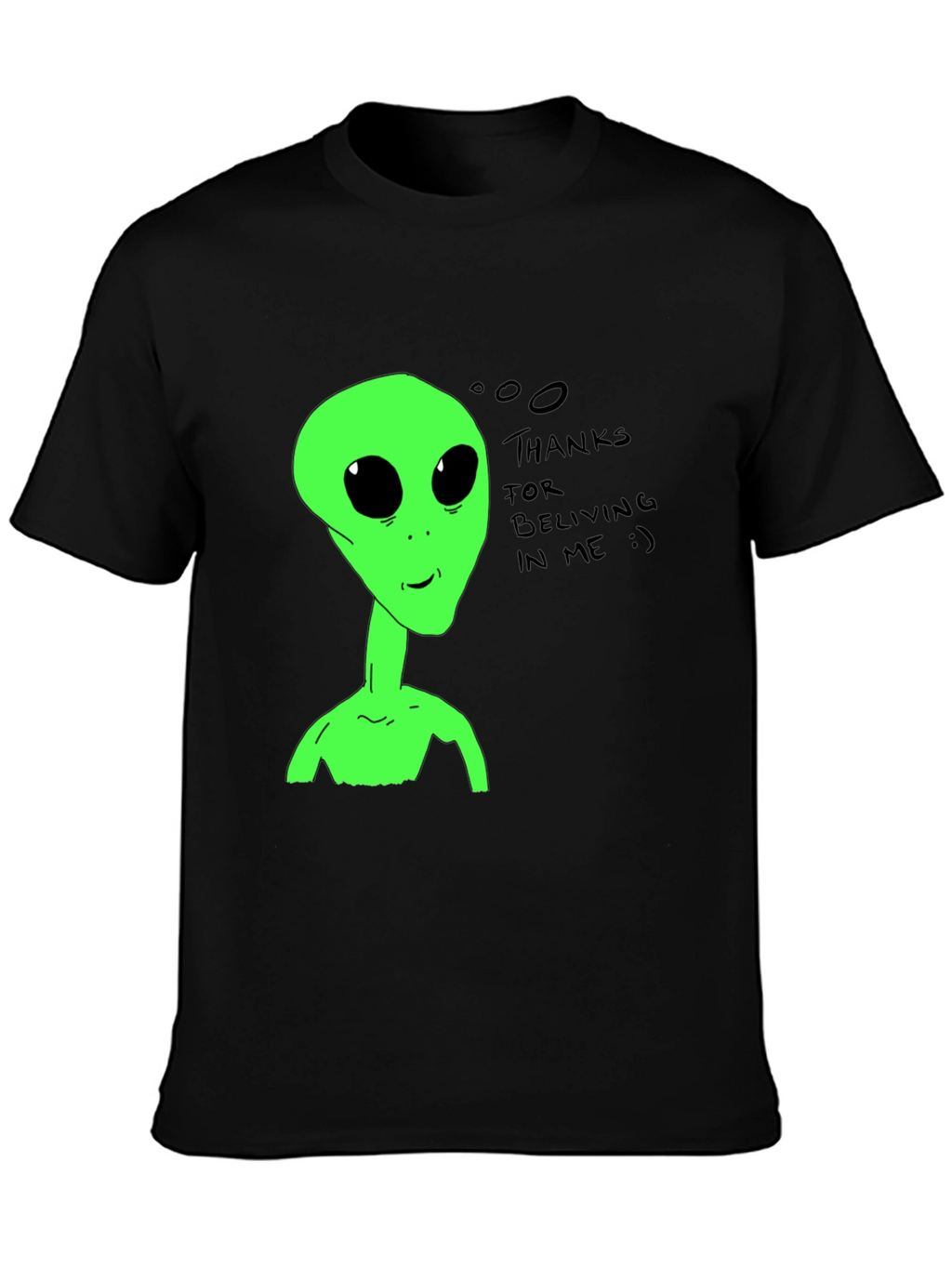 Alien Believer T-Shirt - Black Cotton Tee