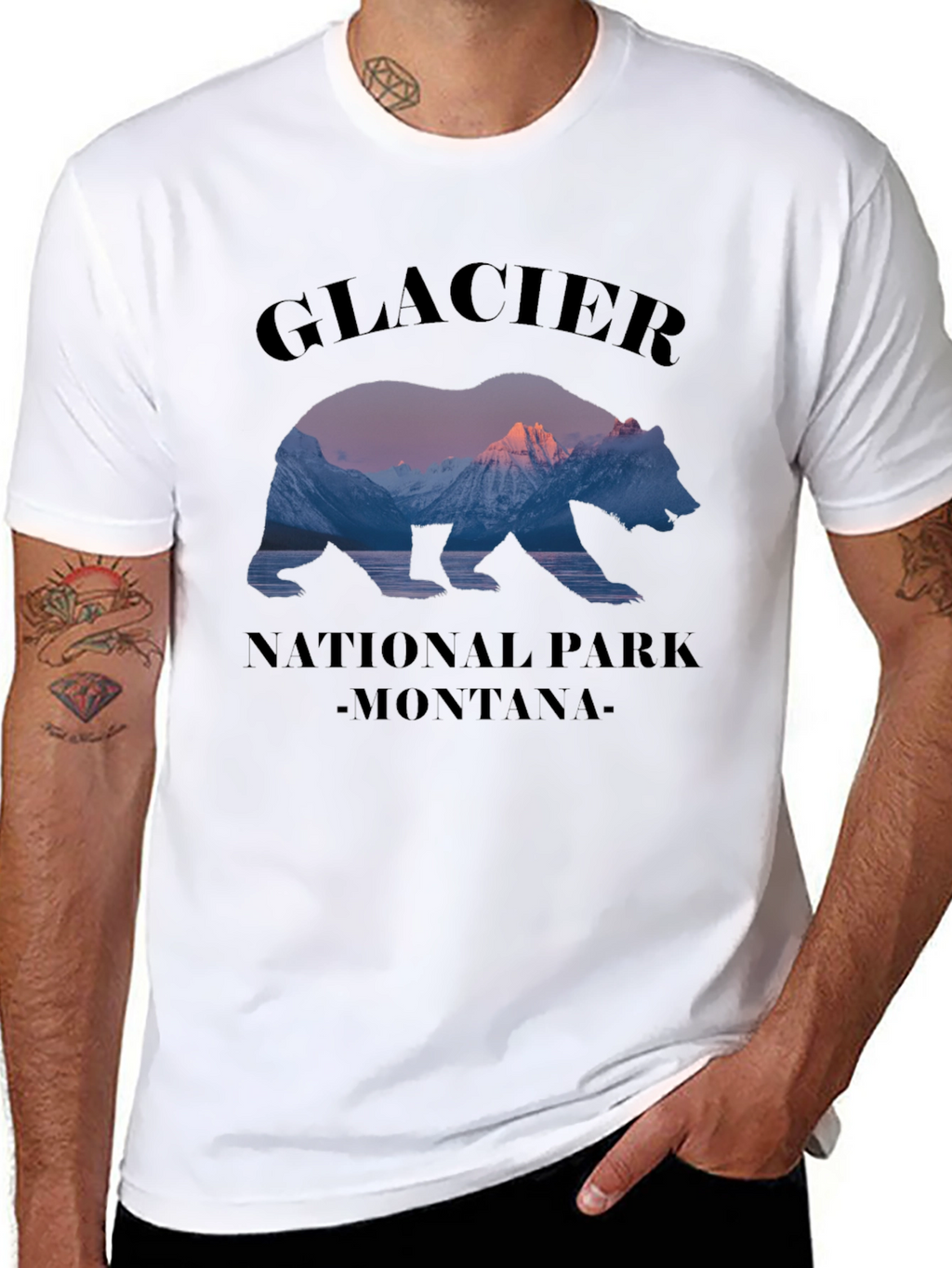 Glacier National Park Montana Bear Graphic T-Shirt