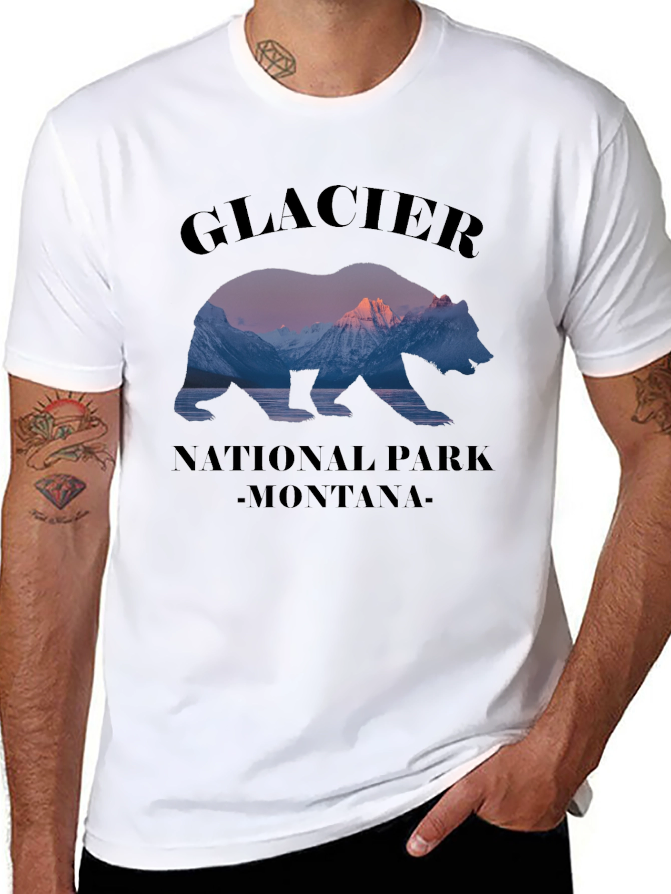 Glacier National Park Montana Bear Graphic T-Shirt