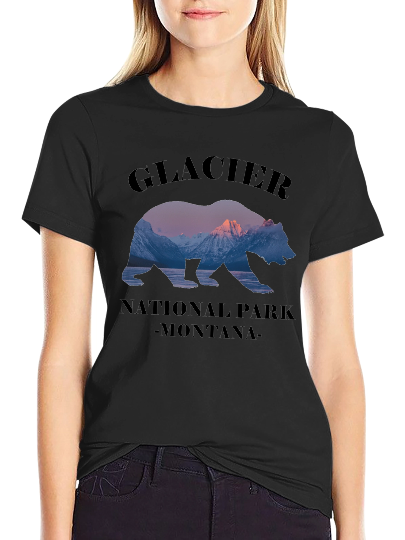 Glacier National Park Montana Bear Graphic T-Shirt