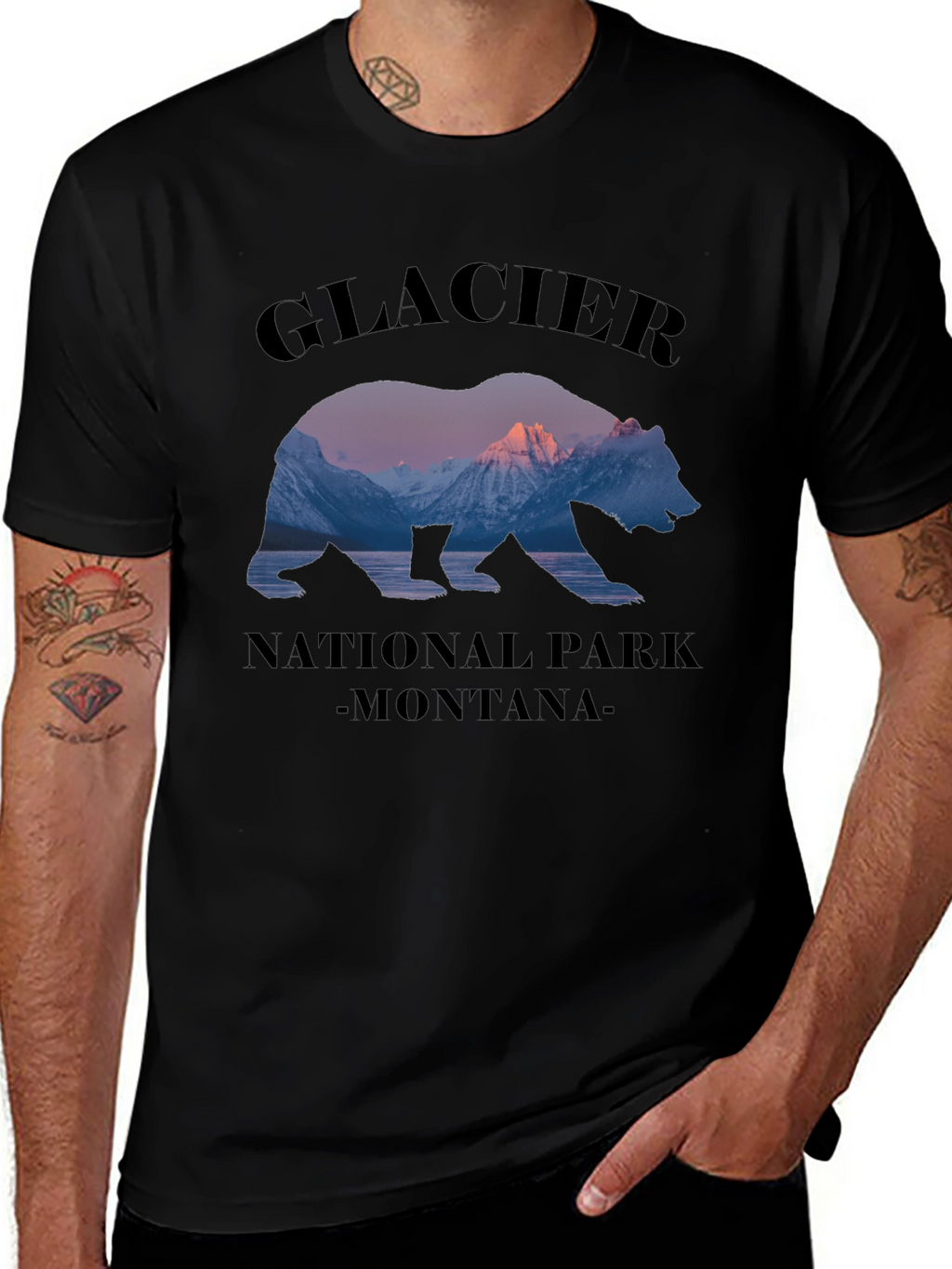 Glacier National Park Montana Bear Graphic T-Shirt