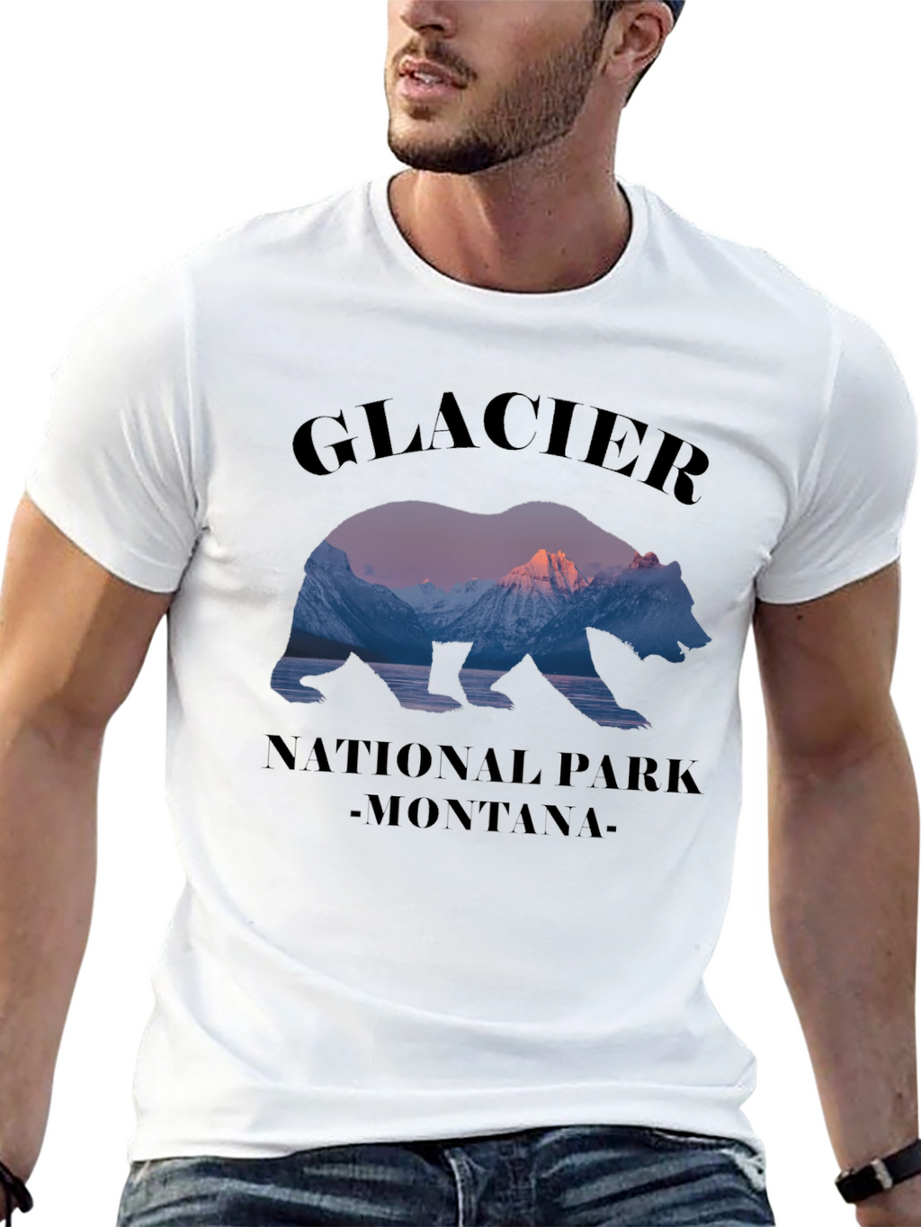 Glacier National Park Montana Bear Graphic T-Shirt