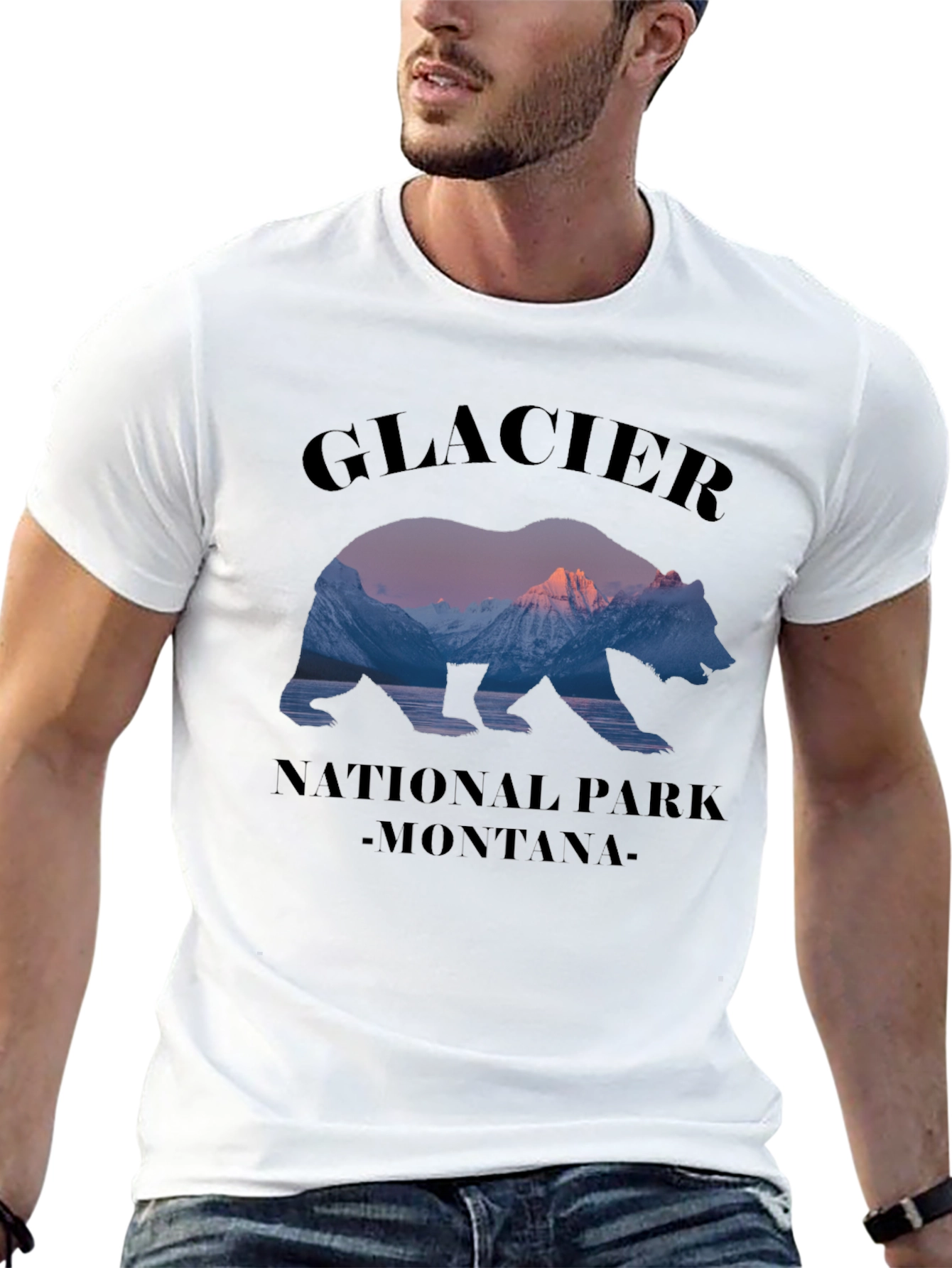 Glacier National Park Montana Bear Graphic T-Shirt