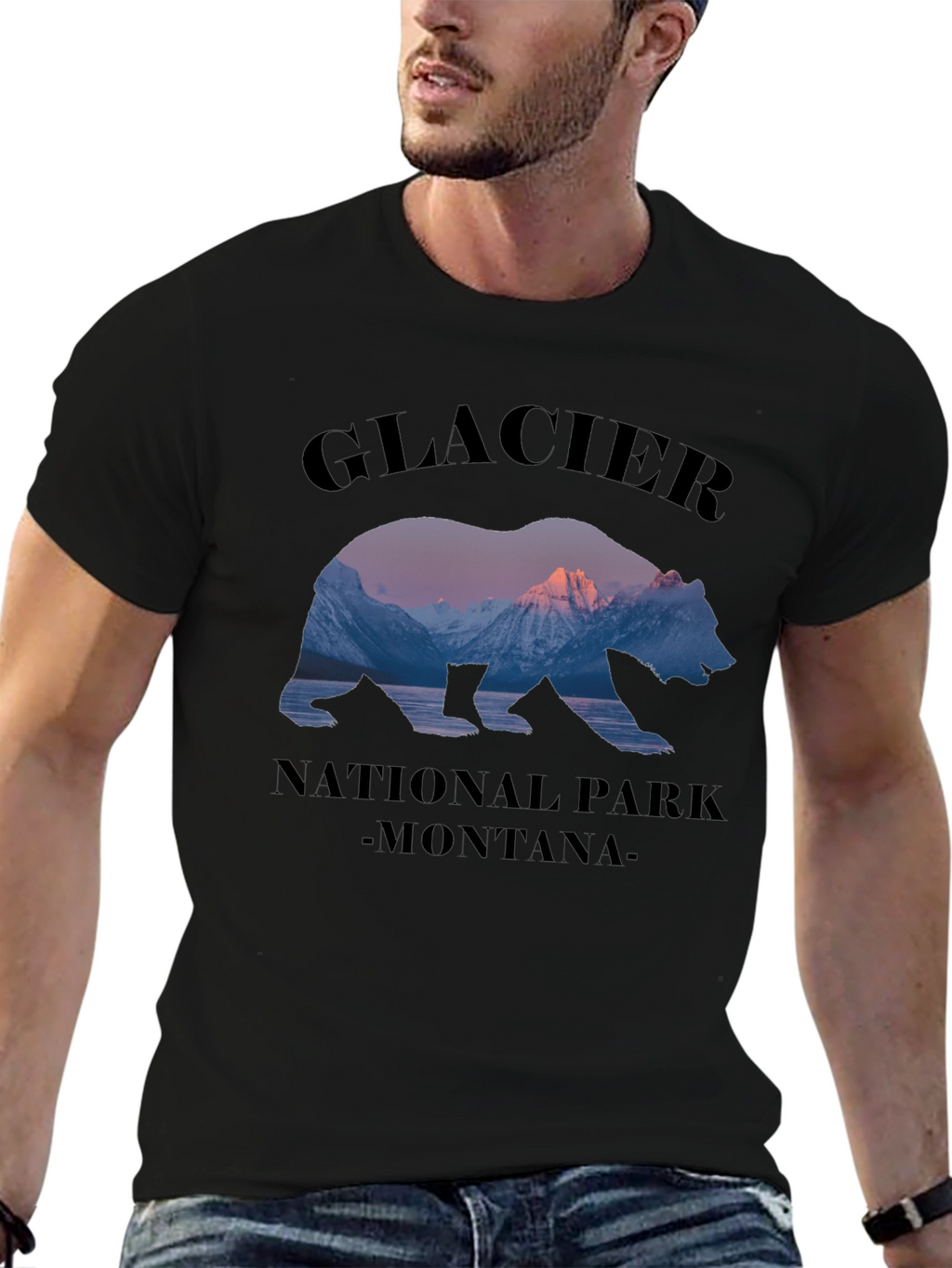 Glacier National Park Montana Bear Graphic T-Shirt