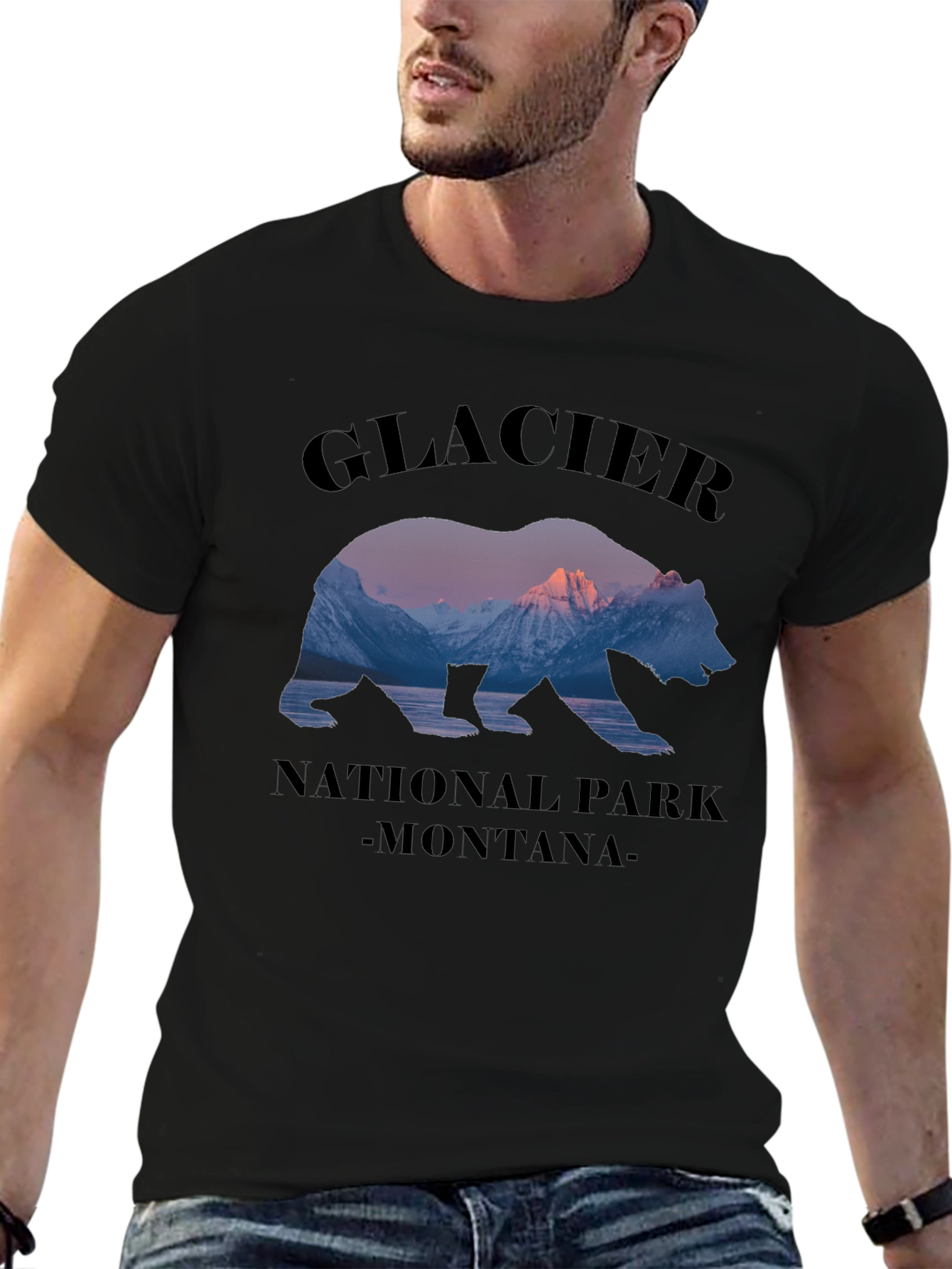 Glacier National Park Montana Bear Graphic T-Shirt