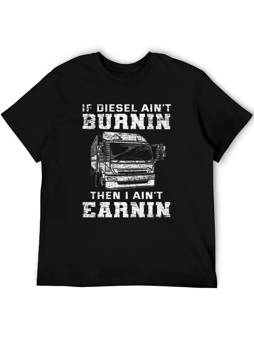 Diesel Burnin Trucker Tee - Black Graphic T-Shirt