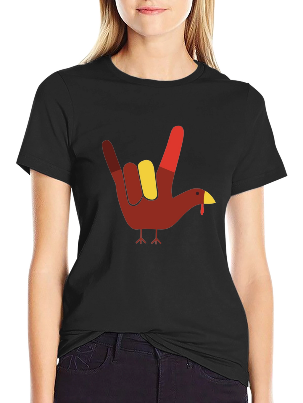 Thanksgiving Turkey I Love You Hand Sign Graphic T-Shirt