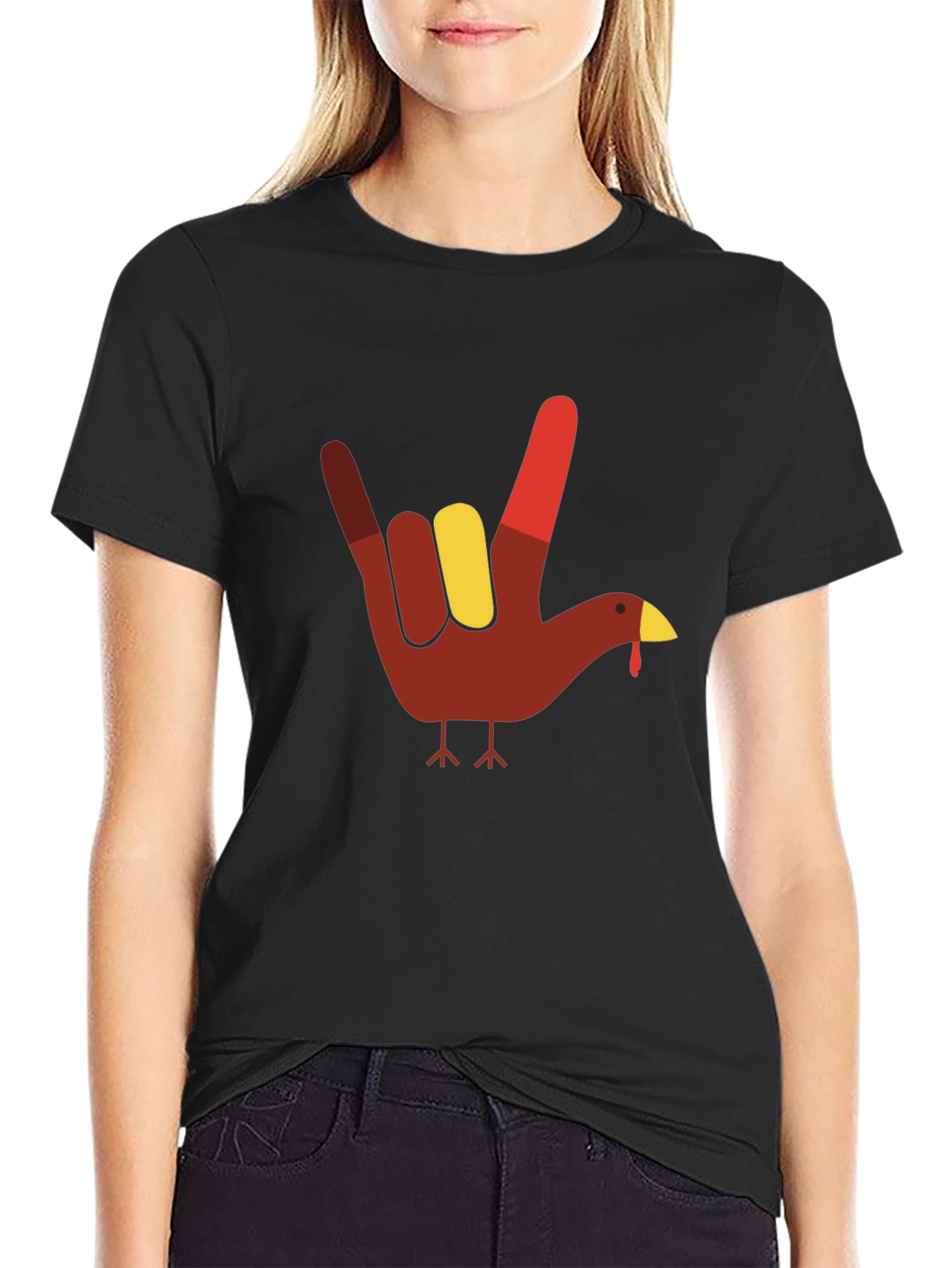Thanksgiving Turkey I Love You Hand Sign Graphic T-Shirt
