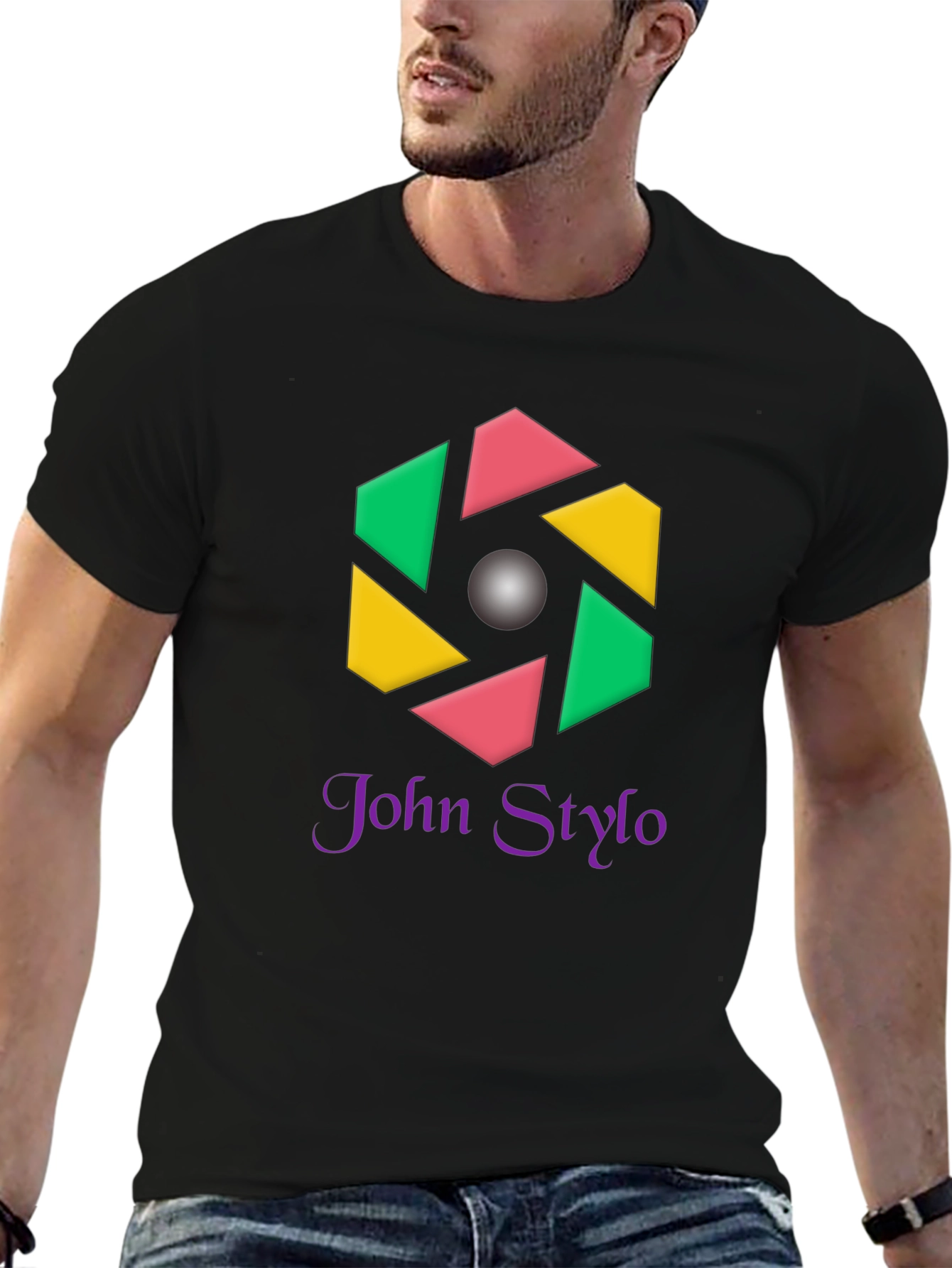 Stylish Black T-Shirt with Geometric Logo