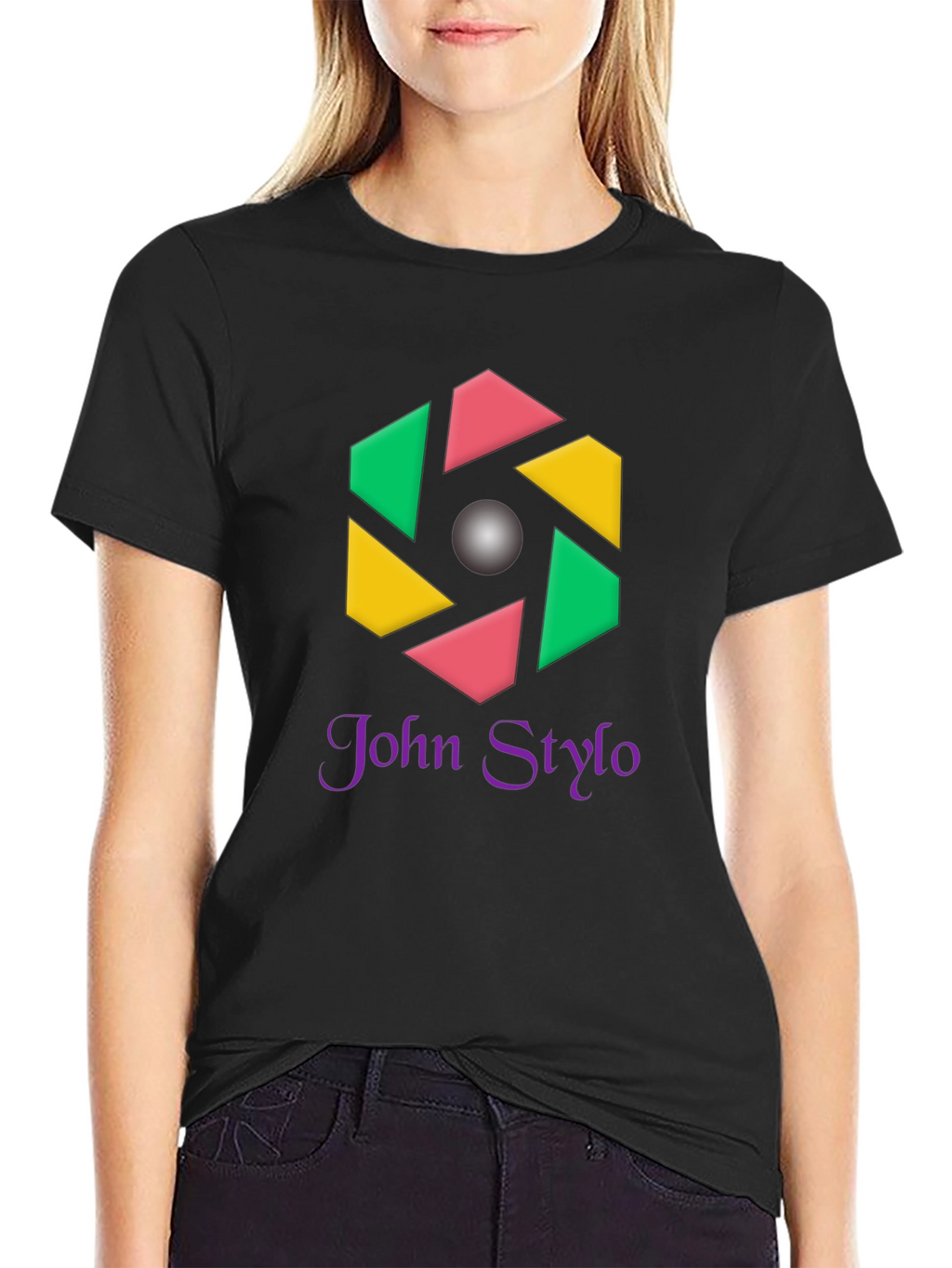 Stylish Black T-Shirt with Geometric Logo