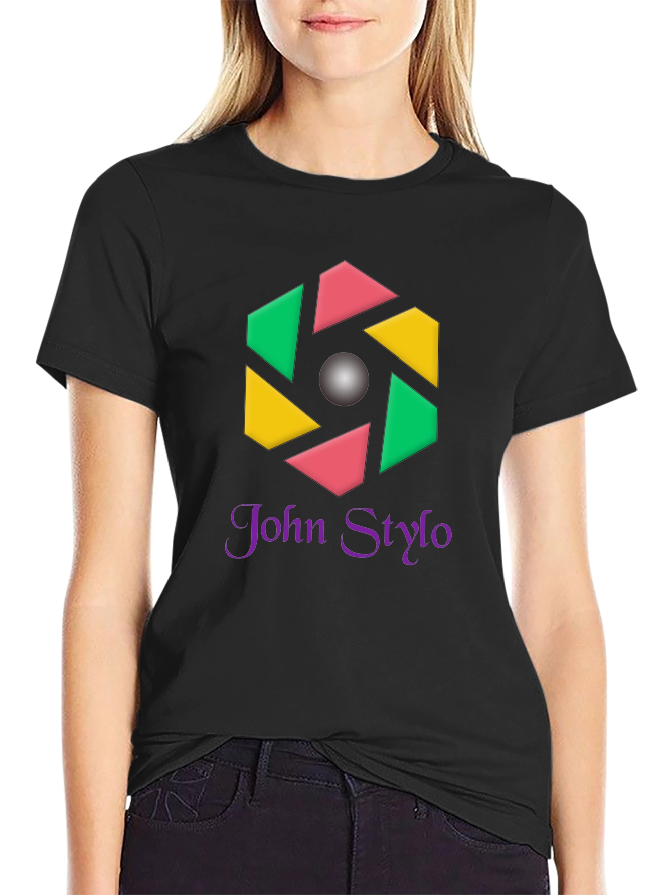 Stylish Black T-Shirt with Geometric Logo