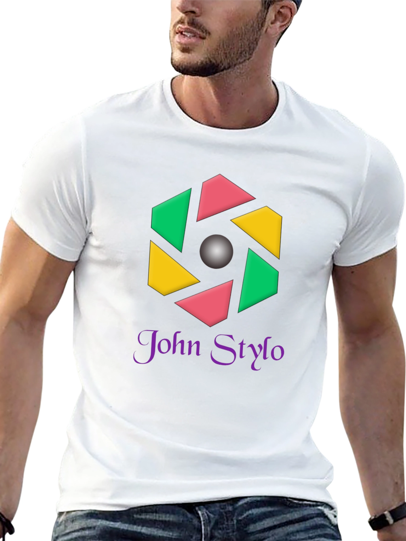 Stylish Black T-Shirt with Geometric Logo
