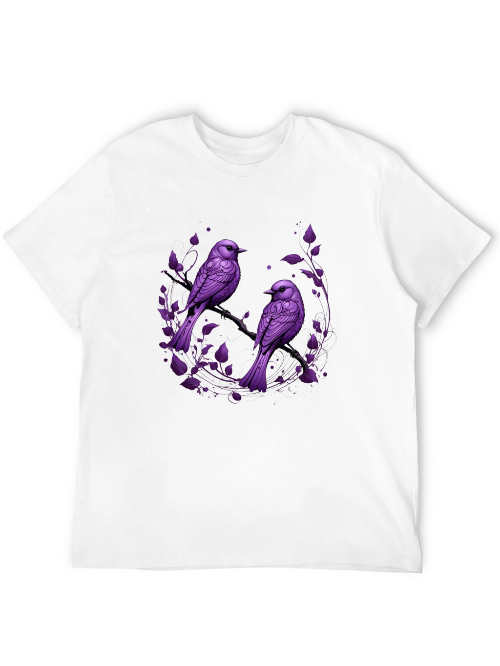 Purple Bird Graphic Tee - Nature Inspired Mens T-Shirt
