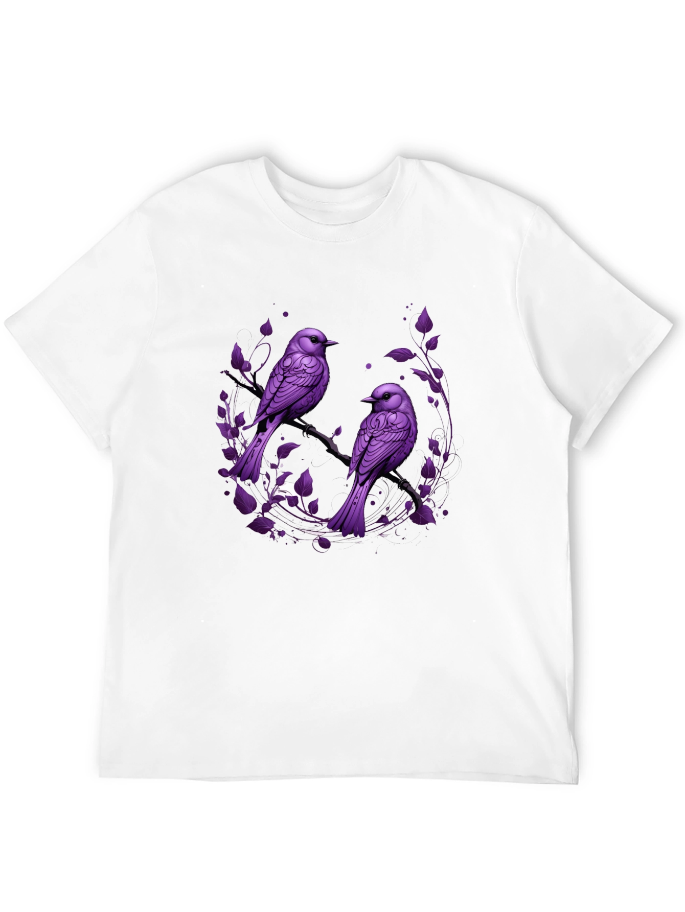 Purple Bird Graphic Tee - Nature Inspired Mens T-Shirt