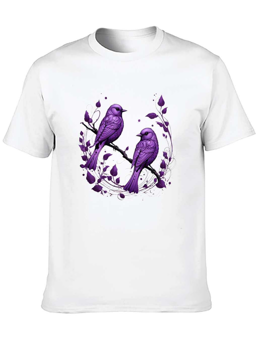 Purple Bird Graphic Tee - Nature Inspired Mens T-Shirt